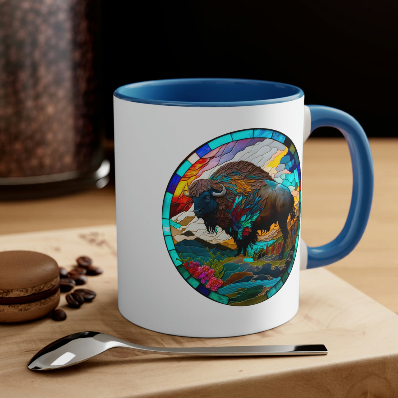 Majestic Buffalo Stained Glass Coffee Mug, 11oz